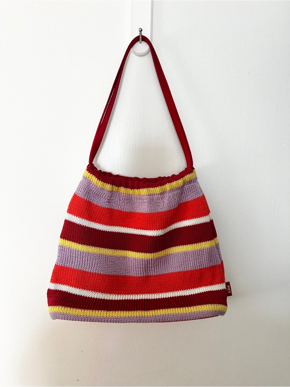 VINTAGE Y2K The Sak Knit Crochet Summer Shoulder Bag Beach Boho StripeColourful